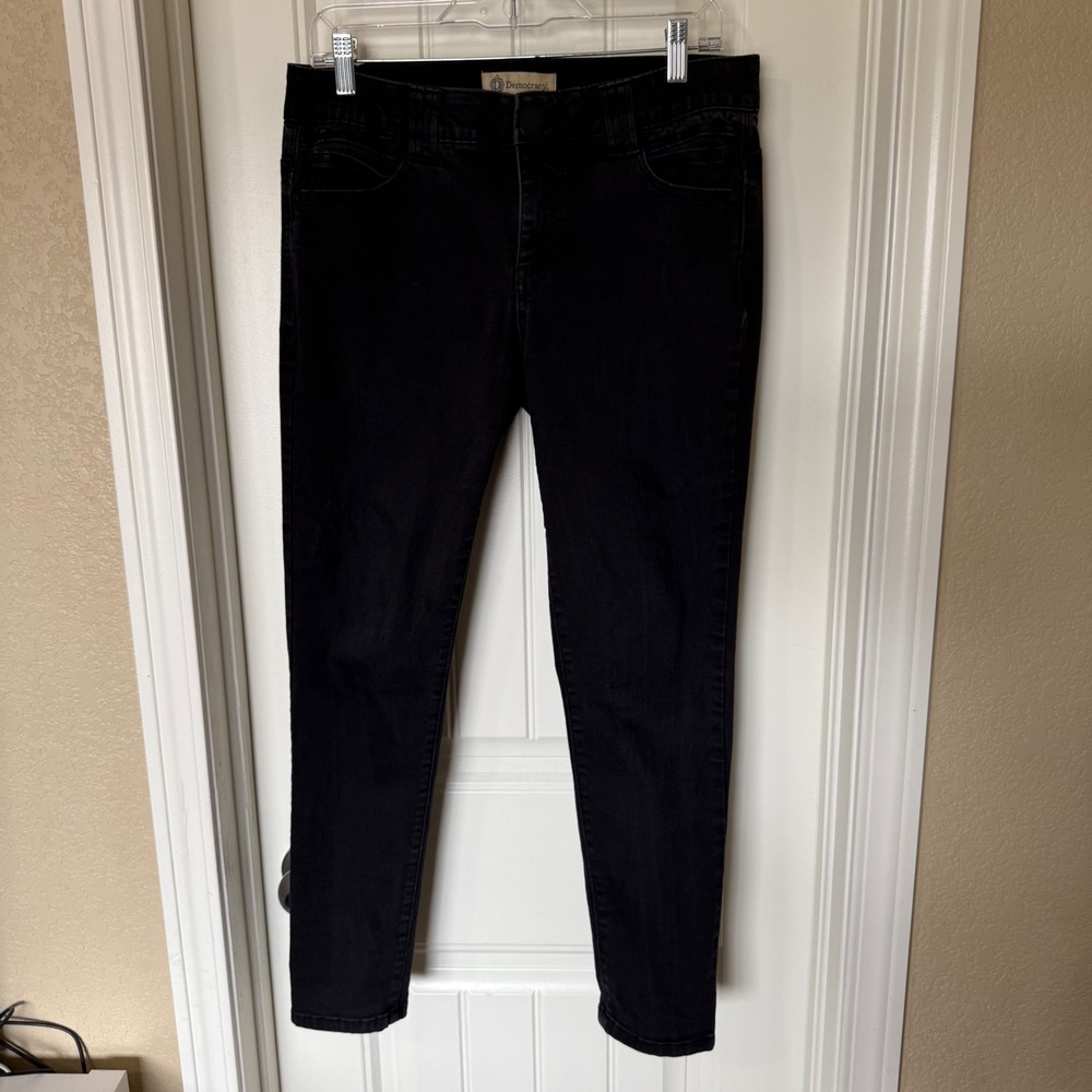 Democracy Skinny Jeans Women Size 8 Black Excellent Ab Technology Stretch Denim - Picture 2 of 7